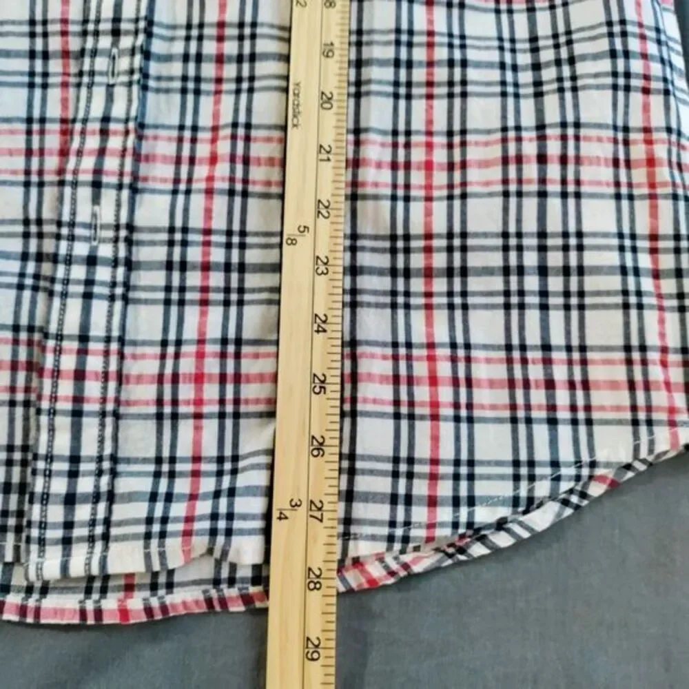 Levis Seersucker‎ Men L Red/Blue Plaid Long Sleeve Button Down Shirt Retro VTG